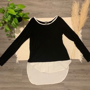 H By Bordeaux Long Sleeve Knit Black Long Sleeve with White Underlay